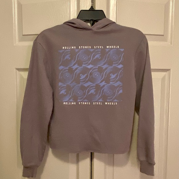 the Rolling Stones Tops - Rolling Stones Steel Wheels Grey Cropped Hoodie Sweatshirt